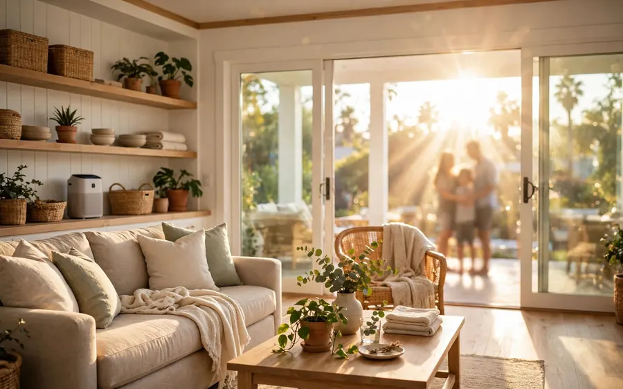 Bright restored California living room
