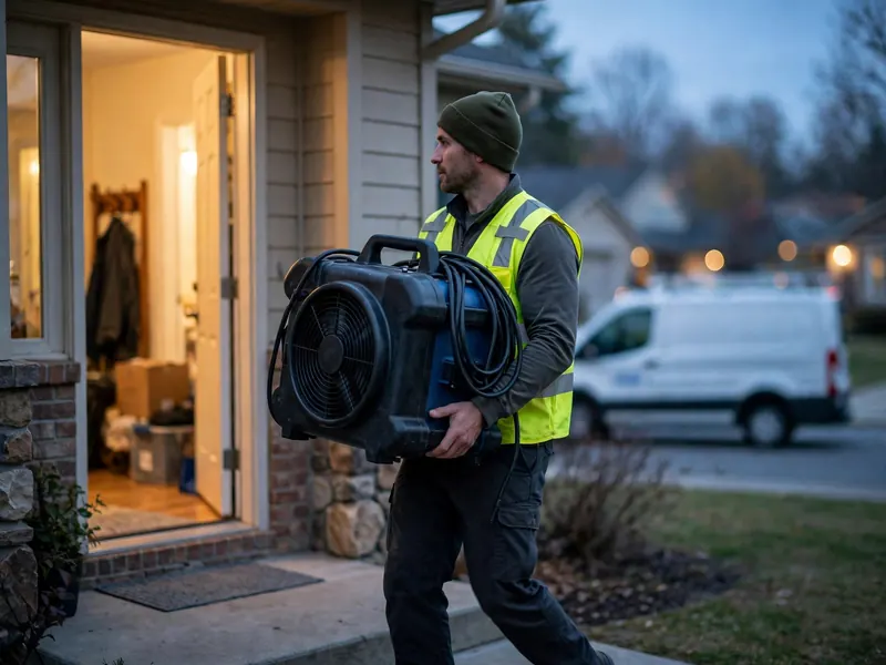 Emergency response technician arriving with equipment